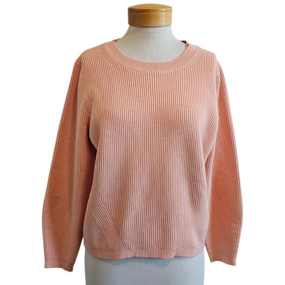 J.CREW Sweaters - NWOT J Crew Peach Ribbed Stretch Crewneck Chunky Knit Relaxed Casual Sweater S